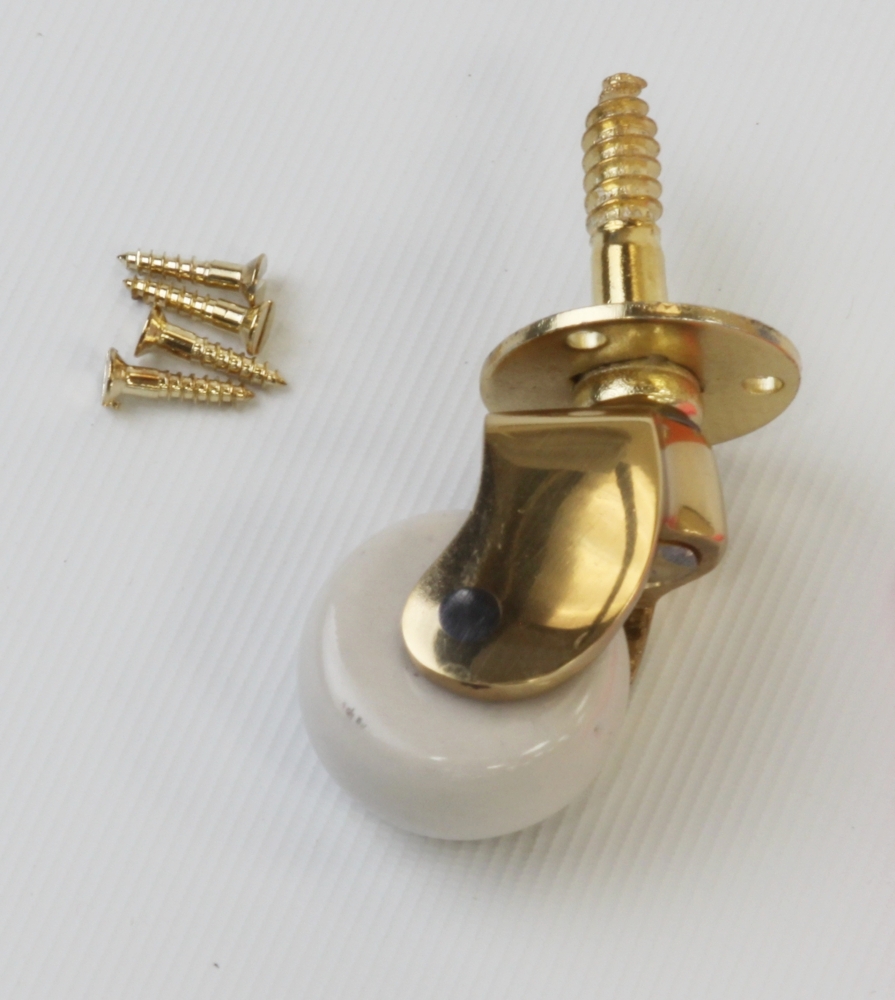 Brass Castors (White Ceramic Wheel) Discover Upholstery